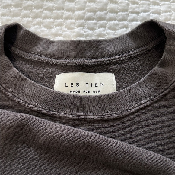 Les tien Cropped fleece Women's Sweatshirt washed brown sz xs - Picture 3 of 8